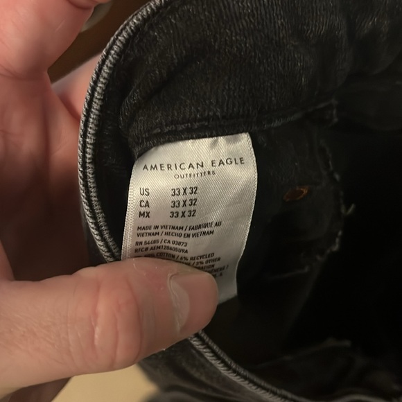 Men’s American Eagle Stretch Slim Fit Jeans. Color: Black. Size: 33x32 - Picture 3 of 4